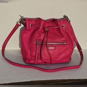Coach Daisy Drawstring 2Way Convertible Crossbody Shoulder Bucket Bag Purse Pink